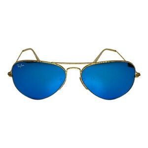 Ray-Ban Aviator Sunglasses with Gold Frame and Blue Lenses